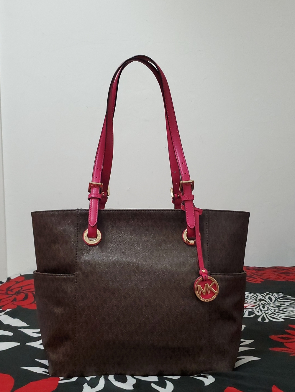 Michael Kors Jet Set Pink and Brown Tote Bag